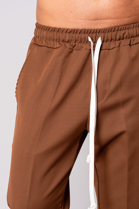 Pantalon lung cu snur alb Brown [4]