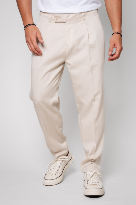 Linen long pants Light Beige [3]