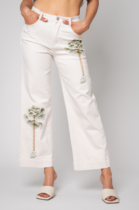 Blugi cu broderie Off White [2]
