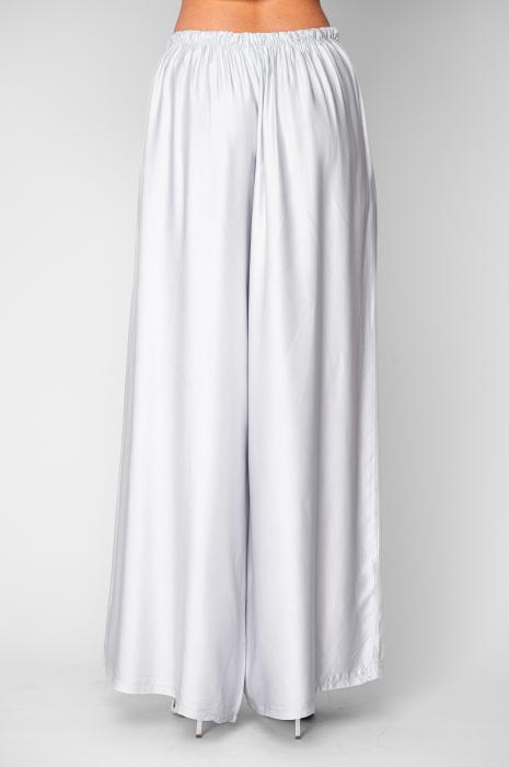 Pantalon lung din mix de matase Light Grey [3]