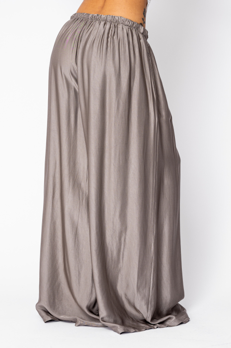 Long silk blend trousers Taupe [3]
