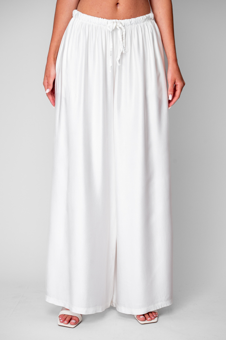 Pantalon lung din mix de matase White [2]