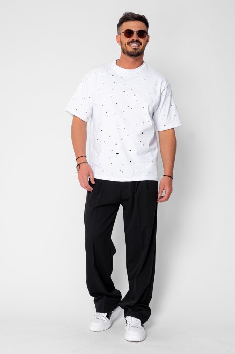 Pantalon lung larg cu nasture Black [4]