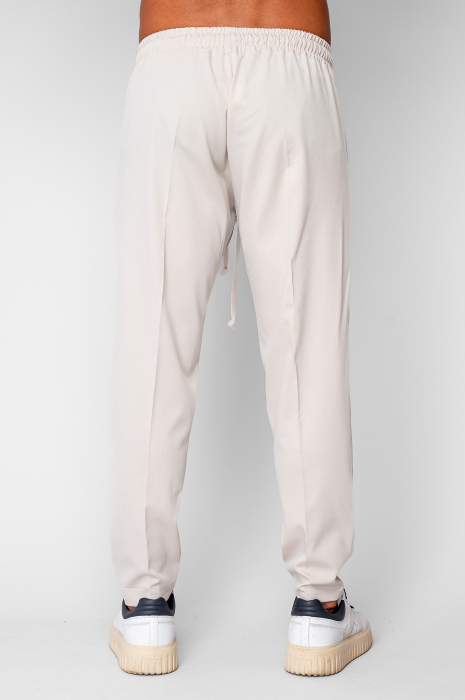 Pantalon lung conic cu snur Beige [3]