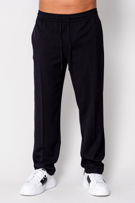 Pantalon lung drept cu snur Black [1]