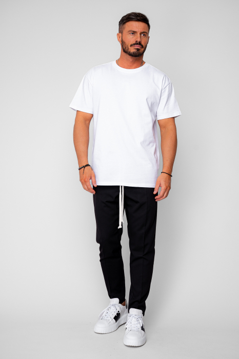 Pantalon lung conic cu snur Black [5]