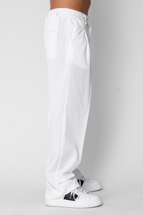 Pantalon lung larg cu nasture White [2]