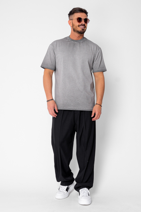 Pantalon drept larg cu nasture Black [4]
