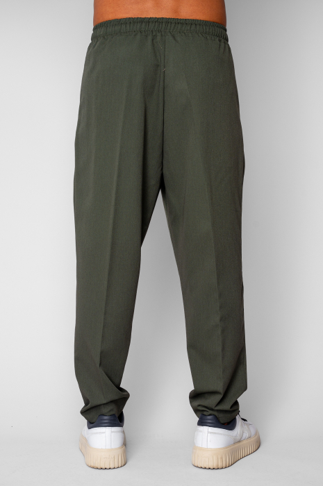 Pantalon lung larg cu snur Kaki [4]