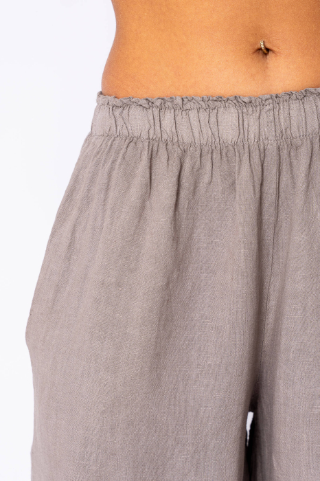 Wide Long pants 100% Linen Taupe [4]