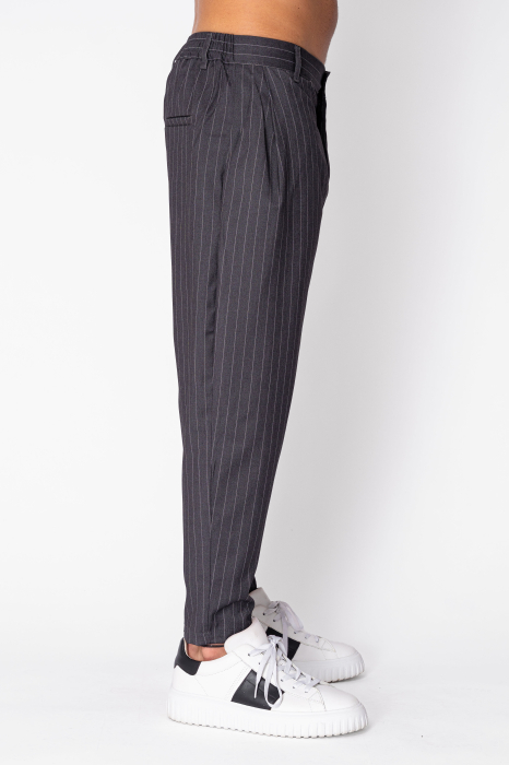 Long Stripe trousers with elastic and button Black [2]