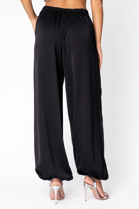Pantaloni bufanti lungi din mix de matase Black [2]