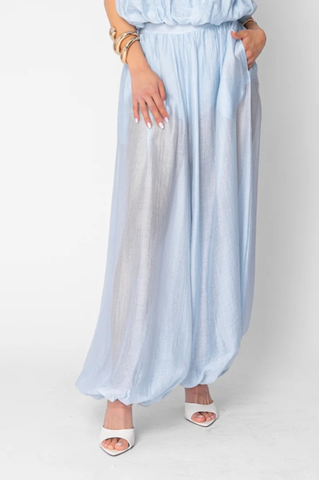 Long puffy pants set Light Blue [2]