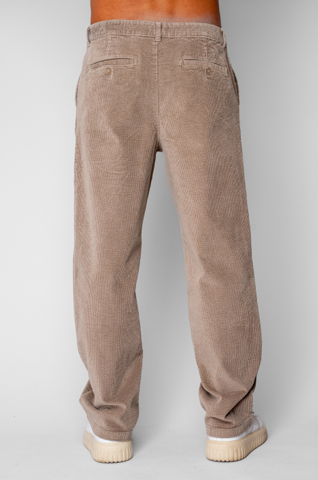 Pantaloni drep lung din reiat bumbac Beige [2]