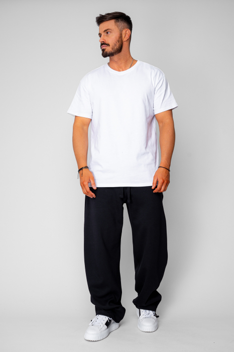 Pantaloni din bumbac, lung cu cordon elastic cu stopper la terminatie Black [6]