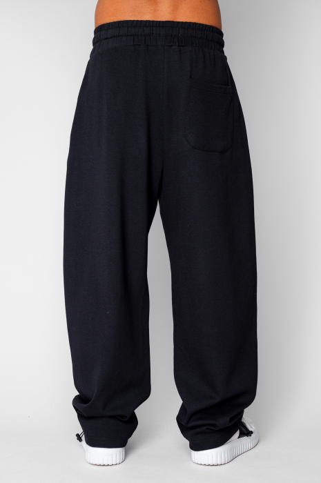 Pantaloni din bumbac, lung cu cordon elastic cu stopper la terminatie Black [3]