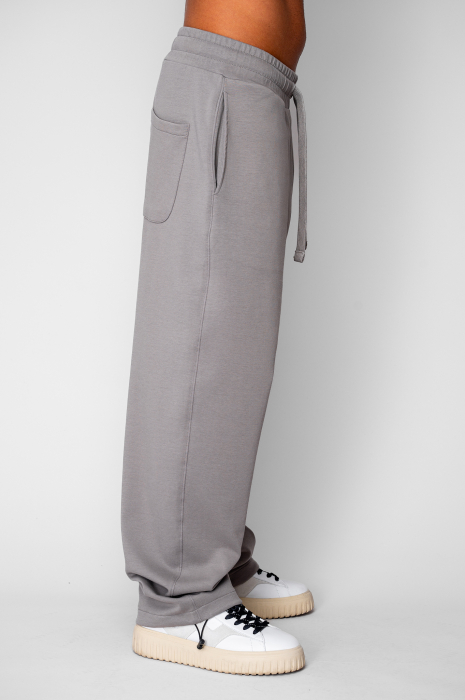 Pantaloni din bumbac, lung cu cordon elastic cu stopper la terminatie Grey [2]