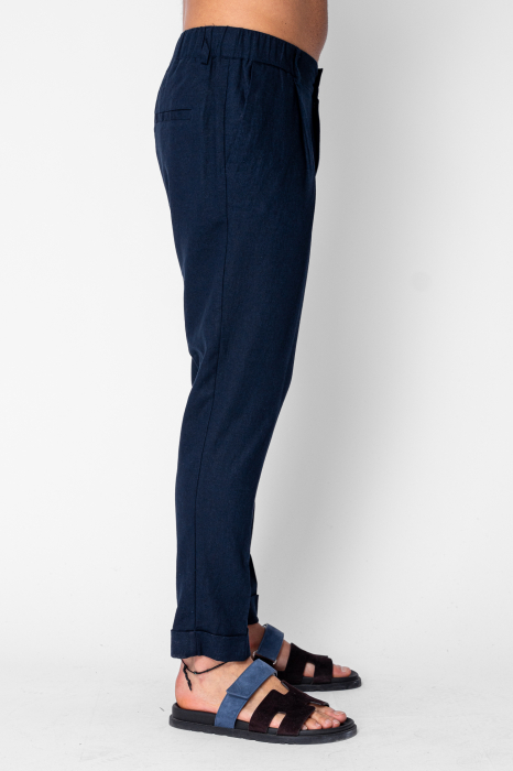 Long pants with button and turned up hem Navy [2]
