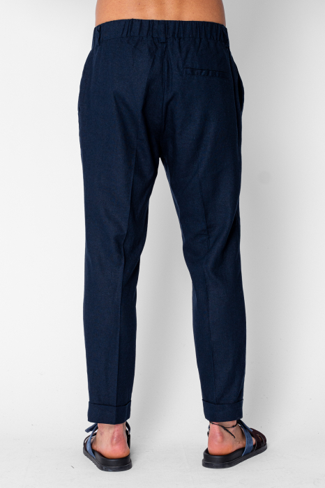 Long pants with button and turned up hem Navy [3]