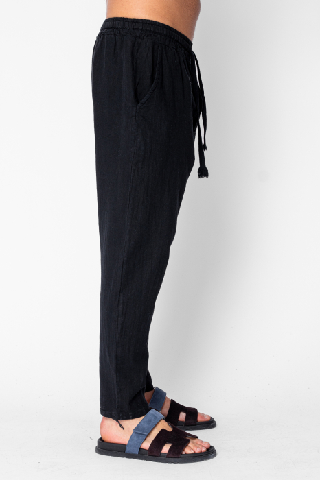 Pantaloni lung din 100% IN cu snur conic Black [2]
