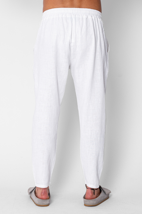 Pantaloni lung din 100% IN cu snur conic White [3]