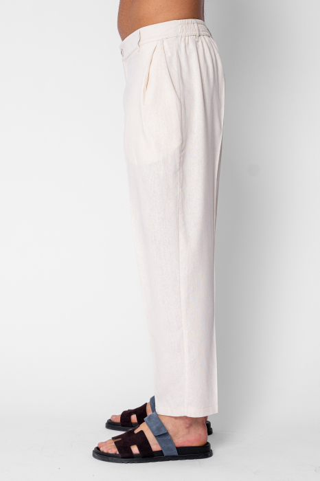 Pantaloni lung din IN cu nasture Cream [3]