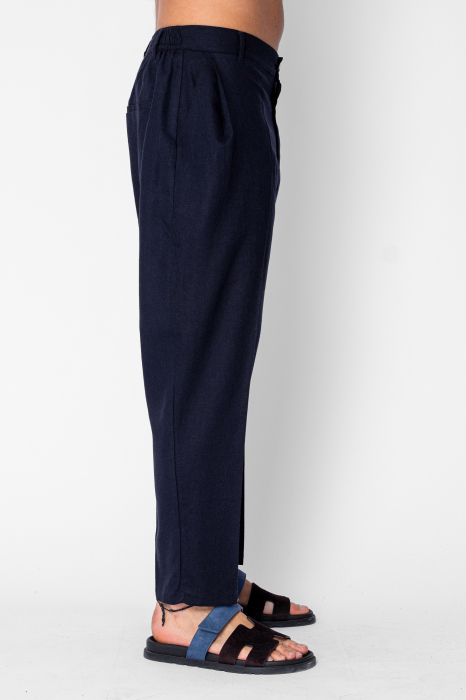 Pantaloni lung din IN cu nasture Navy [3]