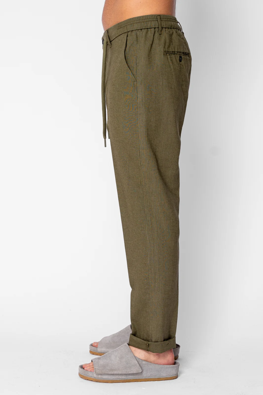 Pantaloni lung din IN cu nasture si snur Premium Edition Dark Green [4]