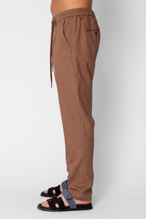 Pantaloni lung din IN cu nasture si snur Premium Edition Brown [3]