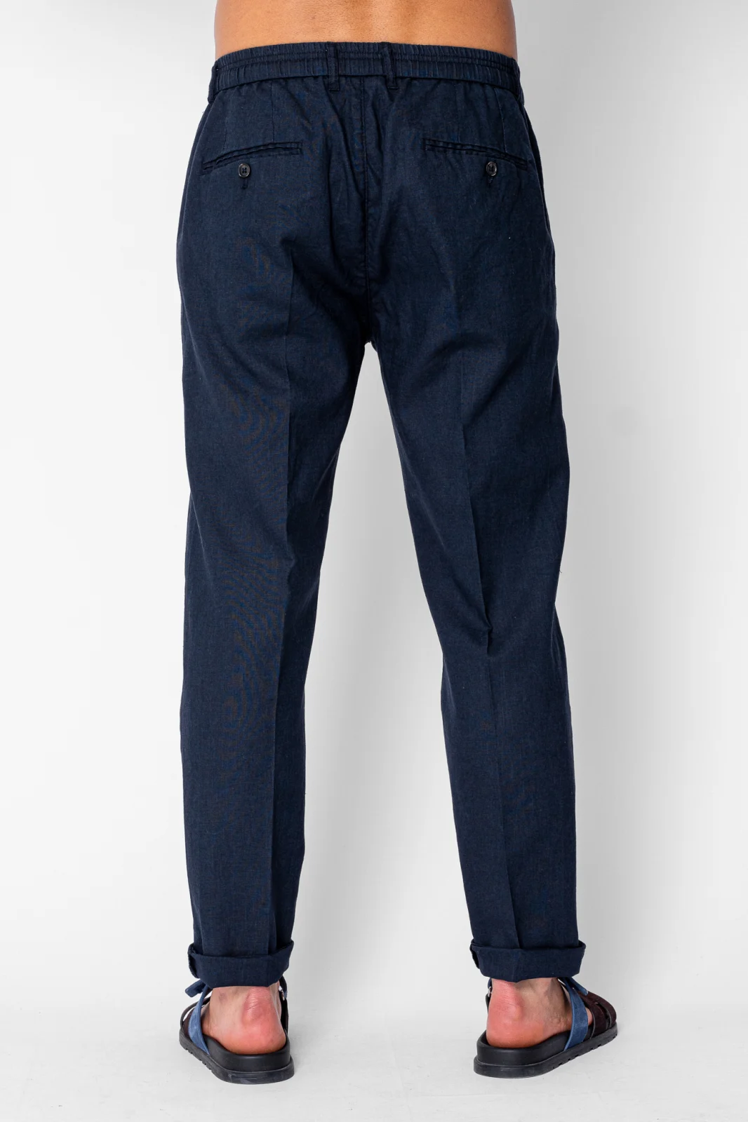 Pantaloni lung din IN cu nasture si snur Premium Edition Navy [4]