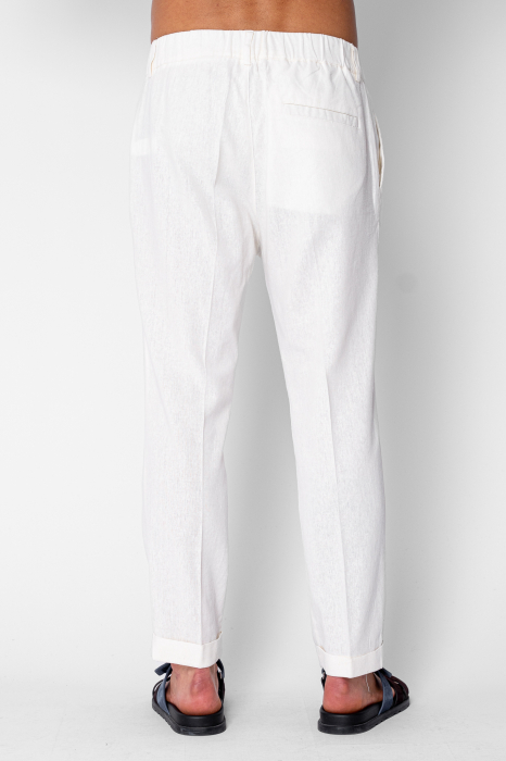 Long pants with button and turned up hem White [3]