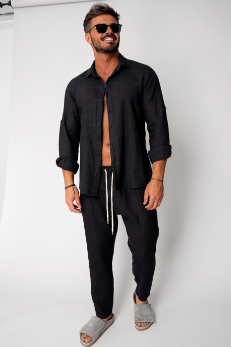 Pantaloni lung din IN cu snur Black I [4]