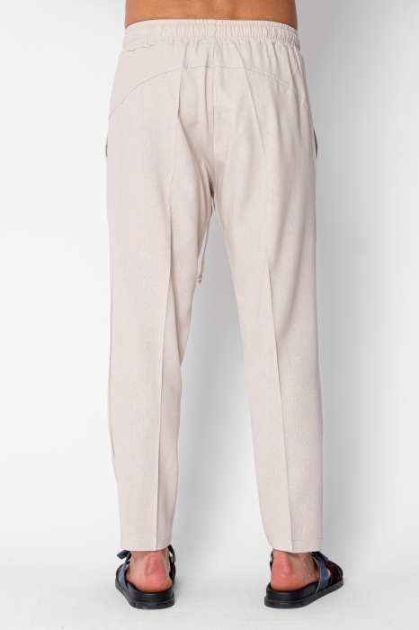Pantaloni lung din IN cu snur conic Beige [3]