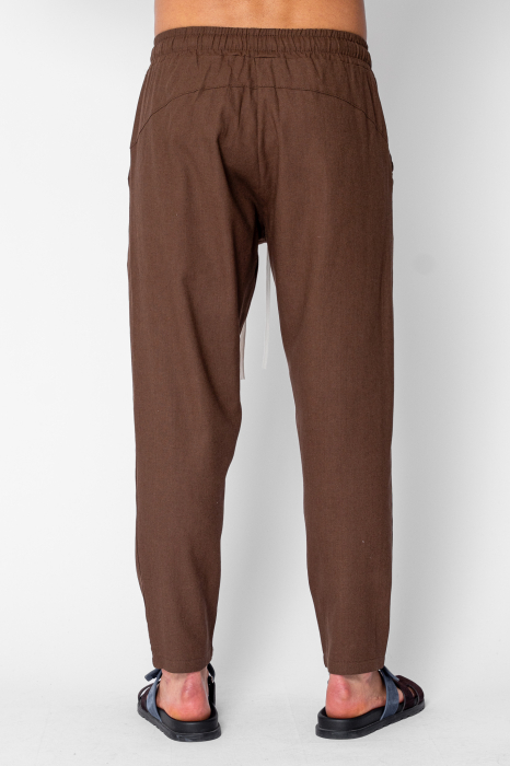 Pantaloni lung din IN cu snur conic Brown [4]