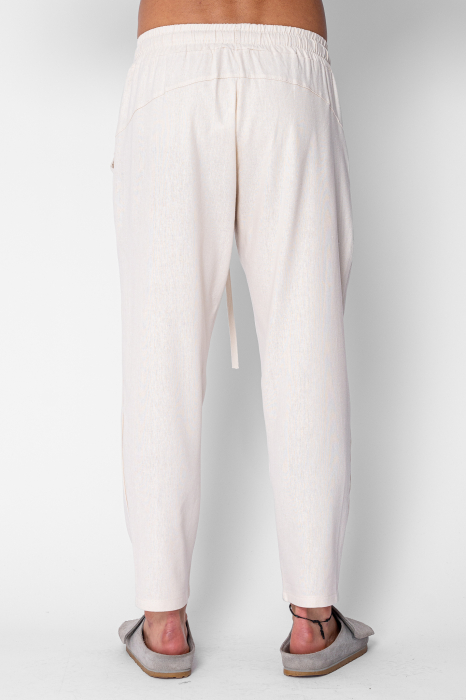 Linen long pants whit cord Cream [3]