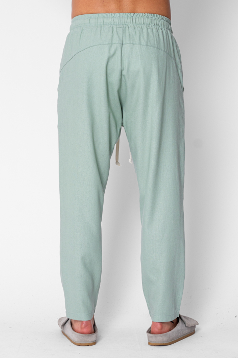 Pantaloni lung din IN cu snur conic Light Olive [3]