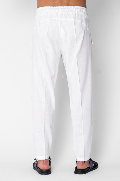 Pantaloni lung din IN cu snur conic White [3]