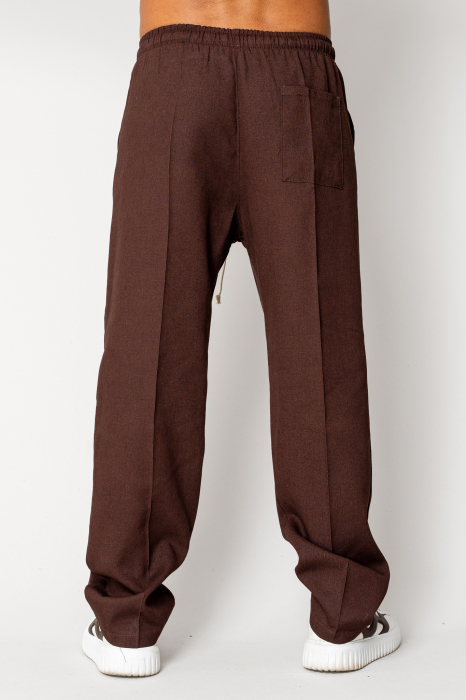 Linen long pants whit cord Dark Brown [3]