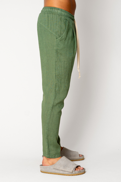 Linen long pants whit cord Green [2]