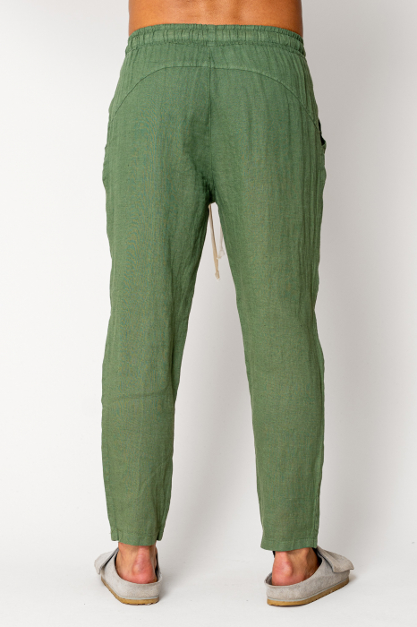 Linen long pants whit cord Green [3]