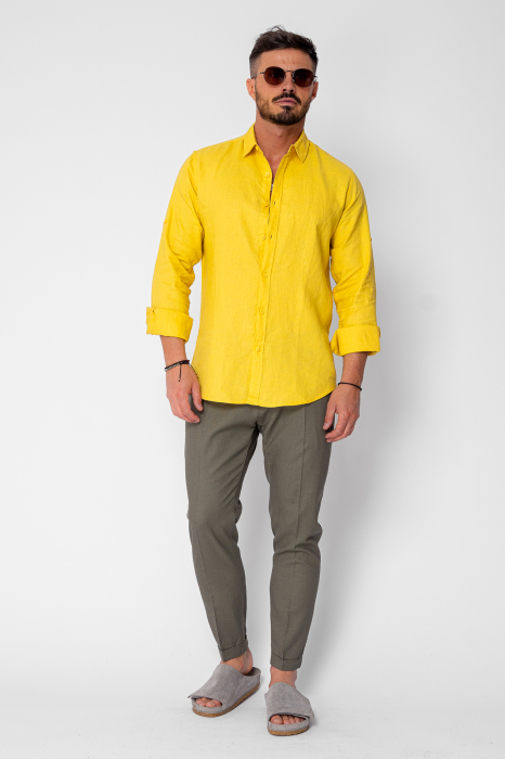 Long IN trousers with turned-up hem Dark Olive [4]