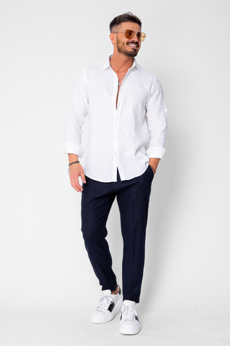 Long IN trousers with turned-up hem Navy [4]