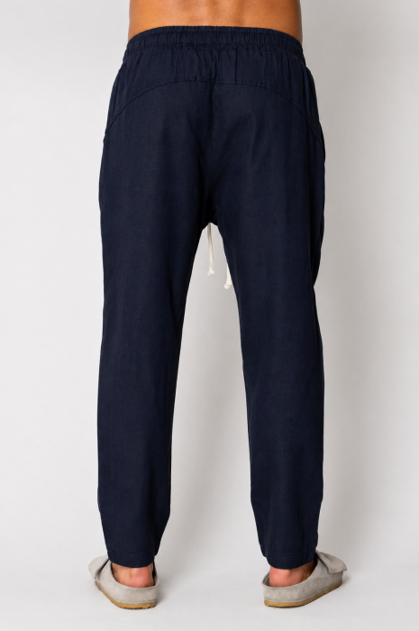 Pantaloni lung din IN cu snur usor conic Navy [3]
