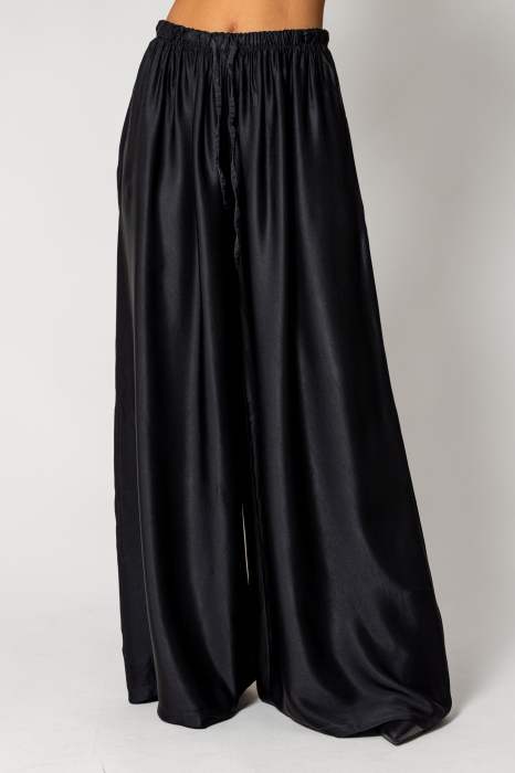 Long silk blend trousers Black [2]