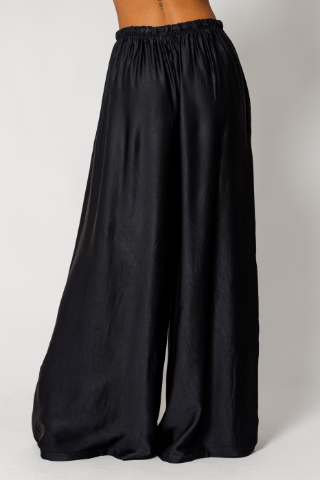 Long silk blend trousers Black [4]
