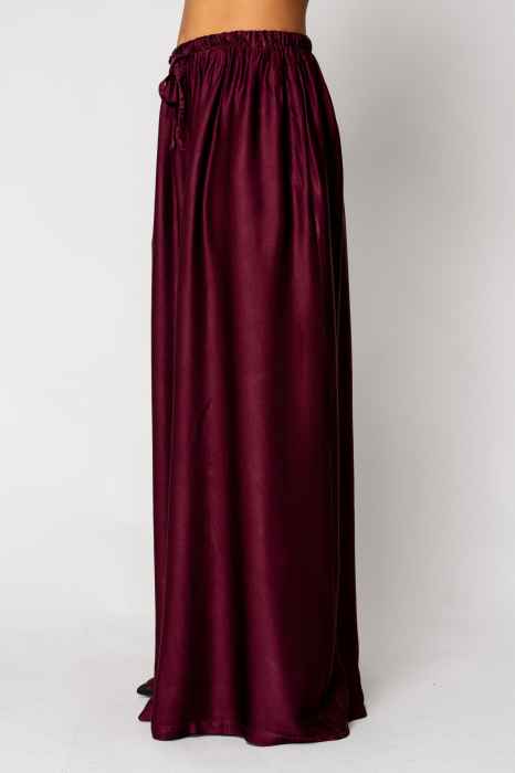 Long silk blend trousers Burgundy [2]