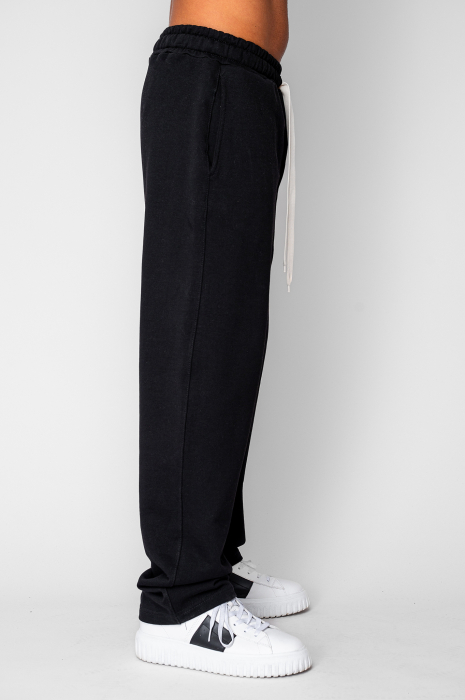 Pantaloni lung drept din 100% Bumbac Black [2]