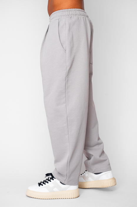 Pantaloni lung drept Oversized din 100% Bumbac - 400gr/mp Premium Edition Grey [2]
