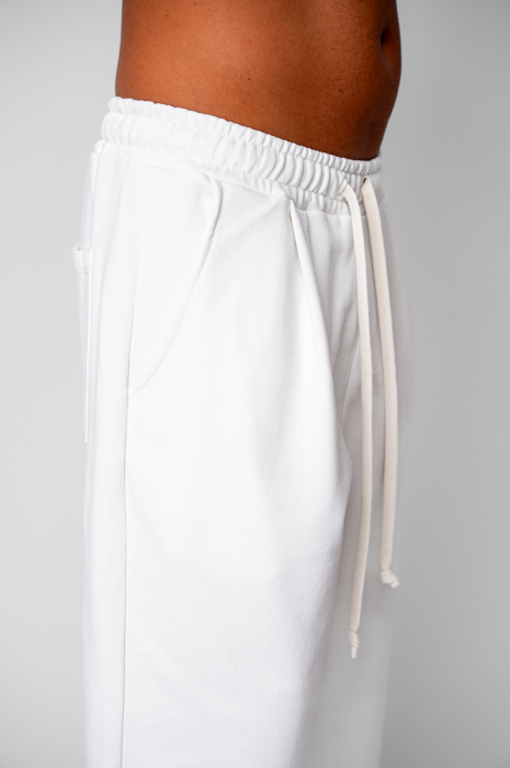 Pantaloni lung drept Oversized din 100% Bumbac - 400gr/mp Premium Edition Off White [4]