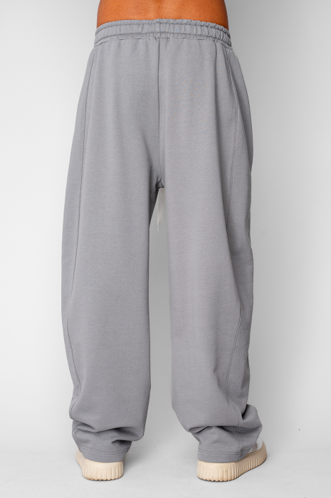 Pantaloni lung drept Oversized din 100% Bumbac Grey [3]